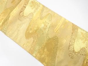 霞取りに梅・笹・唐花模様織り出し袋帯